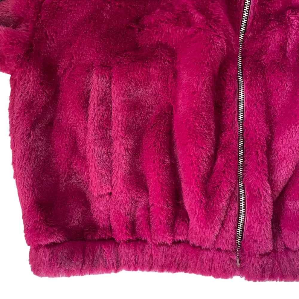 Nordstrom BP Silky Faux Fur Jacket Lined Raspberry NWT - Picture 5 of 12